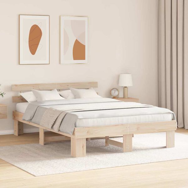 vidaXL Estructura de cama Natural 150 x 200 cm Madera de pino macizo