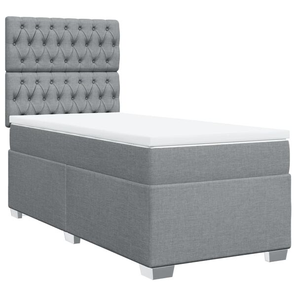 vidaXL Cama box spring con colch&oacute;n tela gris claro 90x190 cm