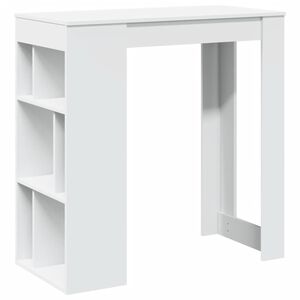 vidaXL Mesa bar con estantes madera ingenier&iacute;a blanca 102x50x103,5 cm