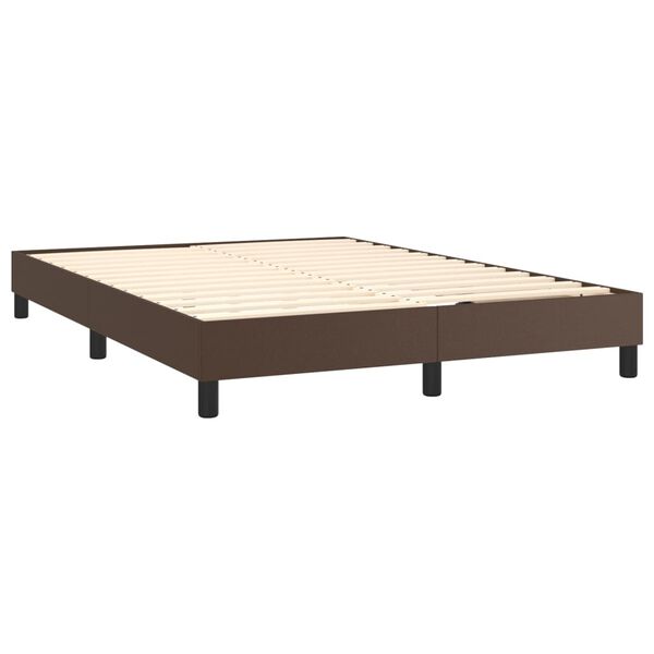 vidaXL Estructura de cama con somier cuero sint&eacute;tico marr&oacute;n 140x200cm