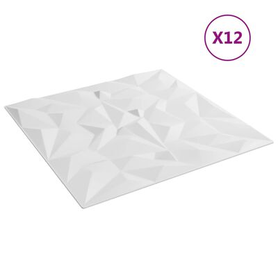 vidaXL Paneles de pared 12 uds XPS amatista blanco 50x50 cm 3 m²
