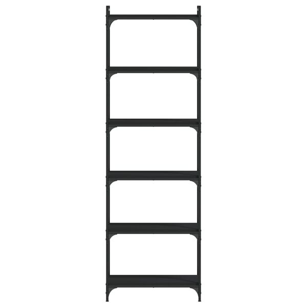 vidaXL Librer&iacute;a de 6 estantes madera de ingenier&iacute;a negro 60x30x188 cm
