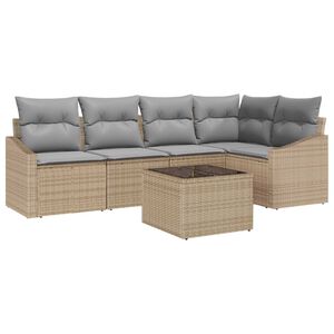 vidaXL Conjunto de sof&aacute;s de jard&iacute;n con coj&iacute;n 6 pcs Beige y Gris Claro