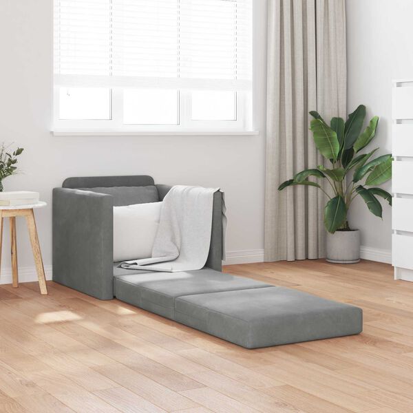 vidaXL Sof&aacute; cama 60cm Gris oscuro Terciopelo