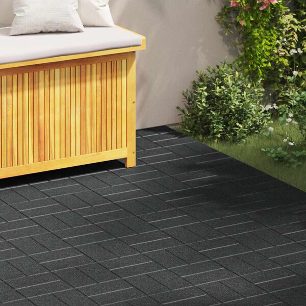 vidaXL Piedra decorativa 6 pcs Negro 40,5 x 40,5 x 2 cm Goma