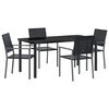 vidaXL Conjunto de Comedor de Jard&iacute;n 5 uds. Negro Rat&aacute;n sint&eacute;tico