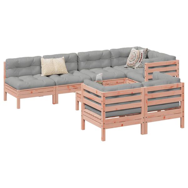 vidaXL Set de sof&aacute;s jard&iacute;n 8 pzas con cojines madera de abeto Douglas