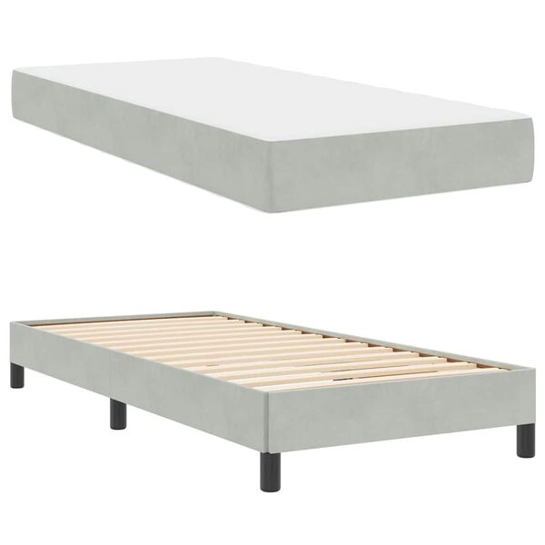 vidaXL Cama tipo Box Spring con colch&oacute;n Gris Claro 80 x 210 cm tela