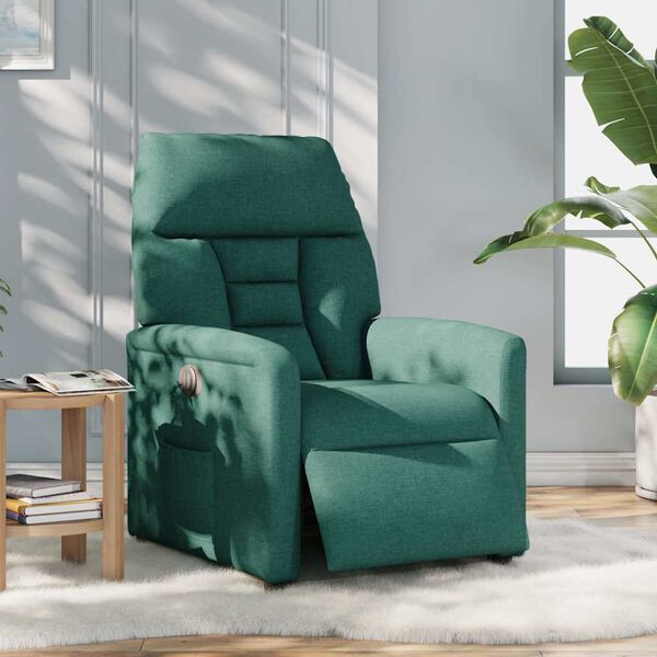 vidaXL Sill&oacute;n reclinable el&eacute;ctrico tela verde oscuro