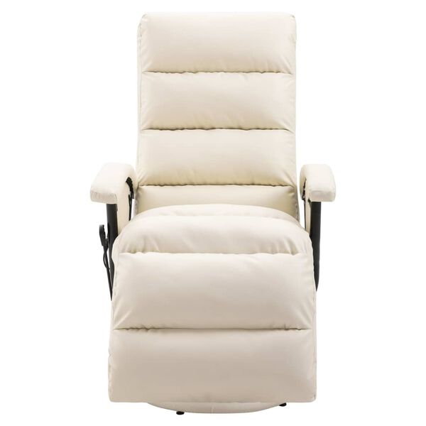 vidaXL Sillón de masaje reclinable de TV cuero sintético blanco crema