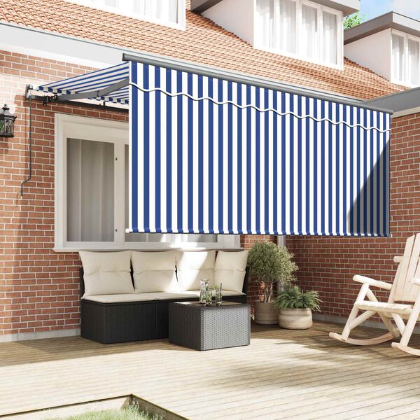 vidaXL Toldo Retr&aacute;ctil Manual Azul y 300 x 200 cm Poli&eacute;ster y Aluminio