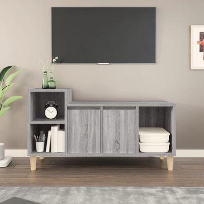 vidaXL Mueble de TV madera contrachapada gris Sonoma 100x35x55 cm