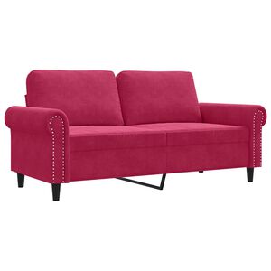 vidaXL Sof&aacute; de 2 plazas de terciopelo rojo tinto 140 cm