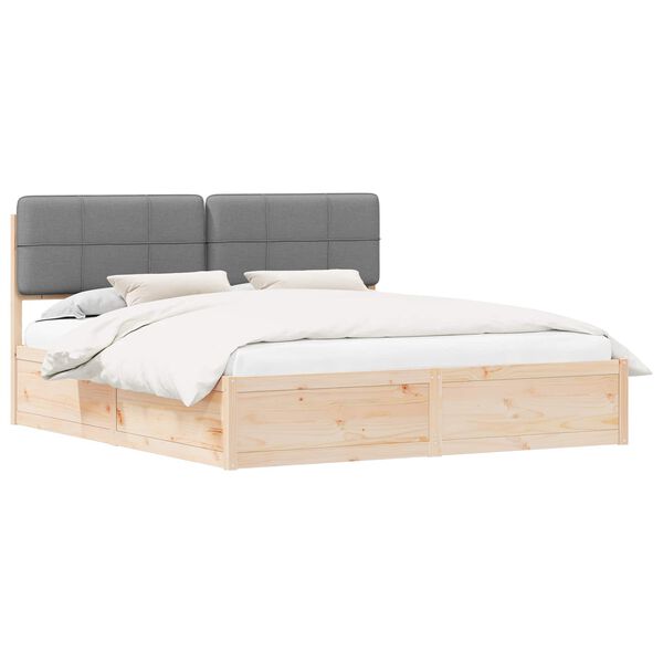 vidaXL Estructura de Cama con Cabecera Tapizada Gris Claro