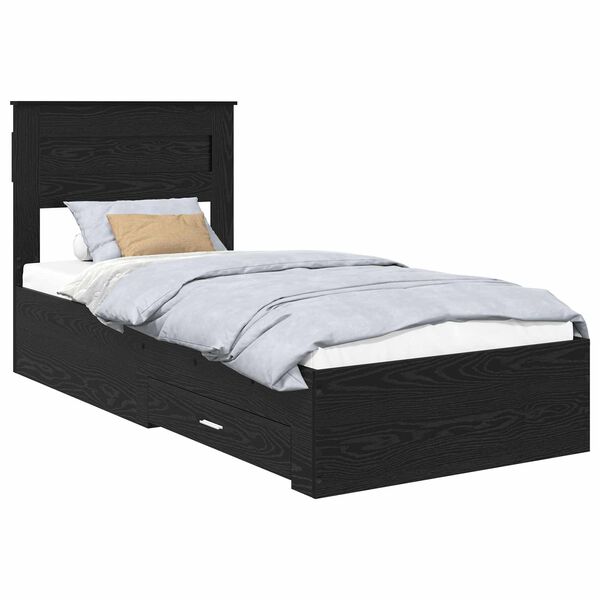 vidaXL Estructura de cama con cabecera Roble Negro 100 x 200 cm