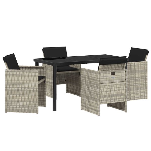 vidaXL Conjunto de Comedor de Jard&iacute;n 5 pcs Gris Claro rat&aacute;n sint&eacute;tico