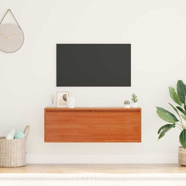 vidaXL Armario de Pared con estante Marrón cera 100 x 30 x 35 cm