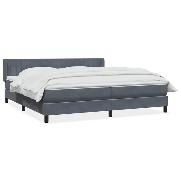 vidaXL Cama box spring con colch&oacute;n terciopelo gris oscuro 180x220 cm