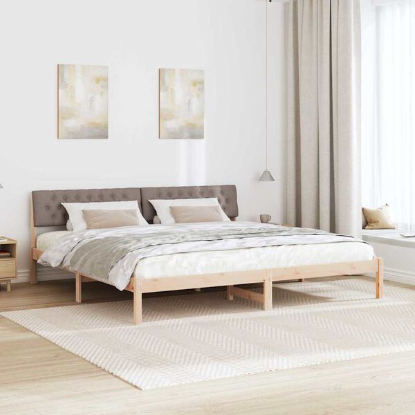 vidaXL Estructura de cama con cabecera Marr&oacute;n y taupe 200 x 200 cm