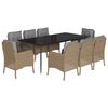 vidaXL Set comedor de jard&iacute;n 9 pzas con cojines rat&aacute;n sint&eacute;tico beige