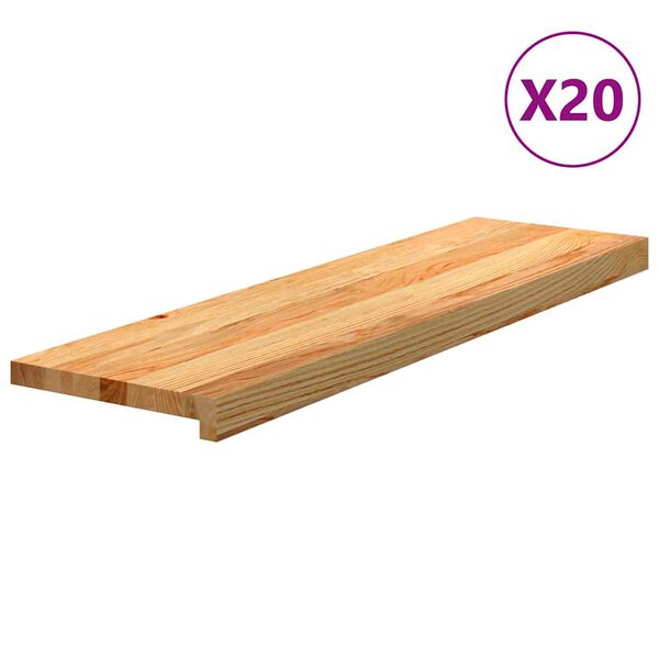 vidaXL Pelda&ntilde;os de escalera 20 uds madera maciza roble marr&oacute;n claro