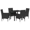 vidaXL Conjunto de Comedor de Jard&iacute;n 5 uds. Negro rat&aacute;n sint&eacute;tico