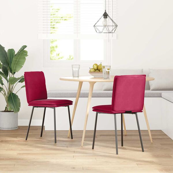 vidaXL Sillas de comedor 2 unidades terciopelo rojo tinto