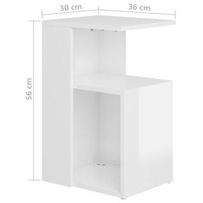 vidaXL Mesa auxiliar madera contrachapada blanco brillante 36x30x56 cm