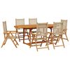 vidaXL Set de comedor de jardín 7 pzas ratán PE madera maciza beige
