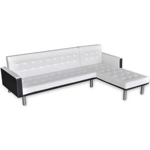 vidaXL Sof&aacute; cama en forma de L cuero sint&eacute;tico blanco