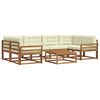 vidaXL Conjunto de sof&aacute;s de exterior con coj&iacute;n 7 pcs Natural y Crema