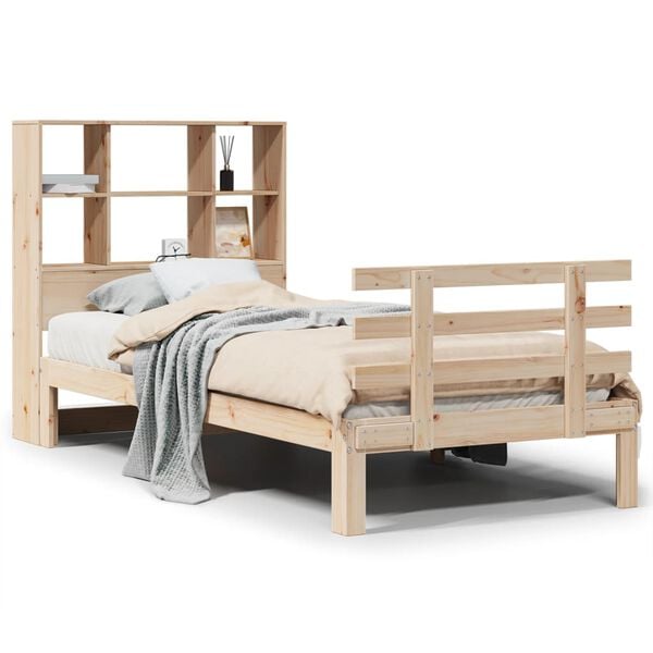 vidaXL Cama con estantería sin colchón madera maciza de pino 90x200 cm