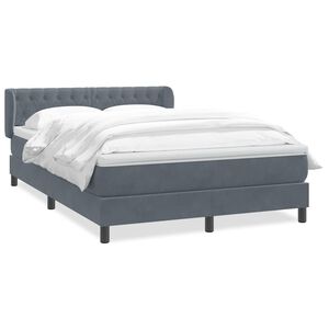 vidaXL Cama box spring con colch&oacute;n terciopelo gris oscuro 140x220 cm