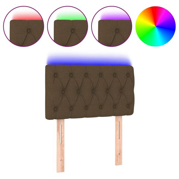 vidaXL Cabecero con LED de tela marr&oacute;n oscuro 80x7x78/88 cm