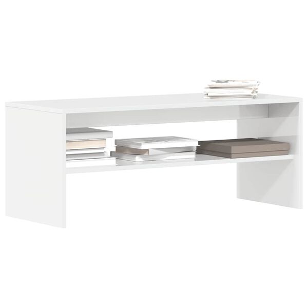 vidaXL Mueble de TV madera contrachapada blanco brillante 100x40x40 cm