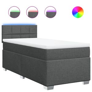 vidaXL Cama box spring con colch&oacute;n tela gris oscuro 90x190 cm