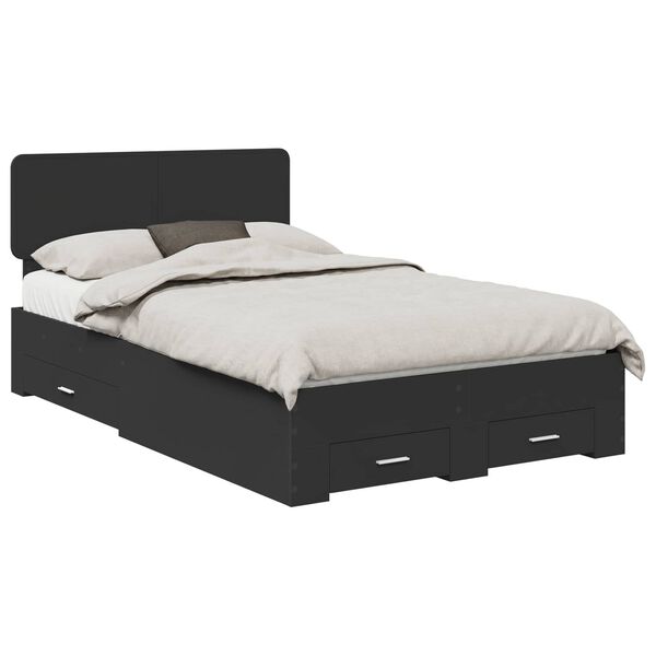 vidaXL Estructura de cama Negro 120 x 190 cm Madera de ingenier&iacute;a