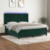 vidaXL Cama box spring colch&oacute;n y LED terciopelo verde oscuro 160x200cm