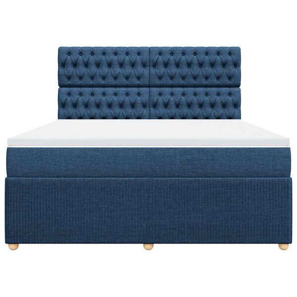 vidaXL Cama box spring con colch&oacute;n tela azul 180x200 cm