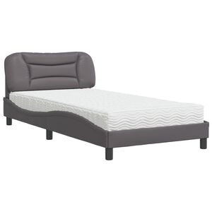 vidaXL Cama con colch&oacute;n Hvar cuero sint&eacute;tico gris 100x200 cm
