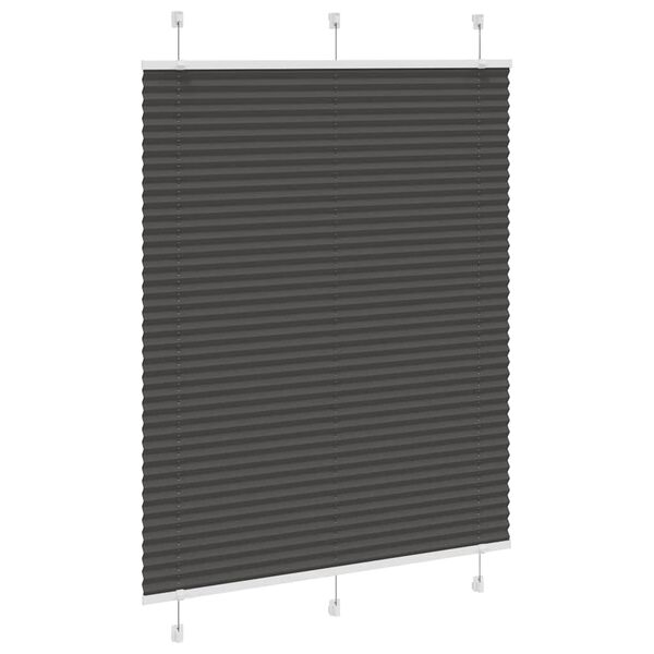 vidaXL Estor Plisado negro 105x150 cm Tela Ancho 104,4 cm Poliéster