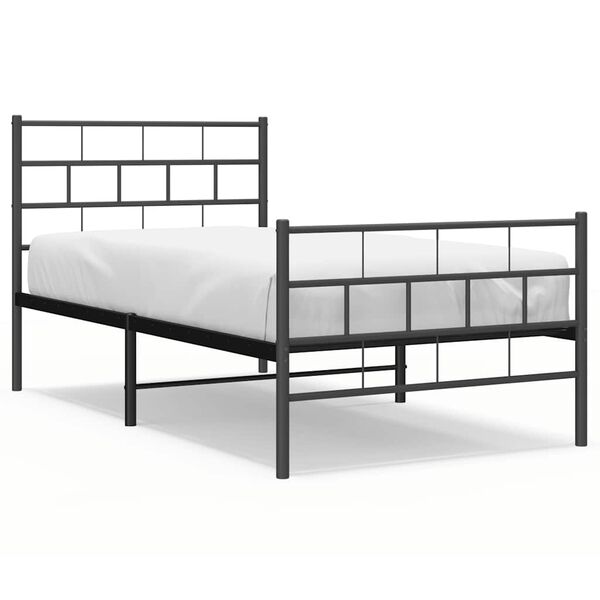 vidaXL Estructura cama sin colchón con estribo metal negro 100x190 cm