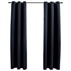 vidaXL Cortinas opacas con anillas (2 unidades), color negro, 97 x 213 cm