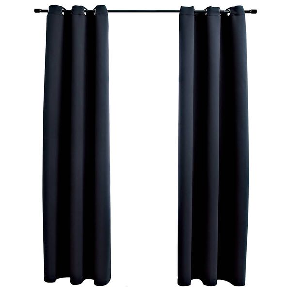 vidaXL Cortinas opacas con anillas (2 unidades), color negro, 97 x 213 cm