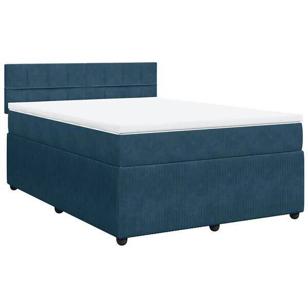 vidaXL Cama box spring con colch&oacute;n terciopelo azul 140x200 cm