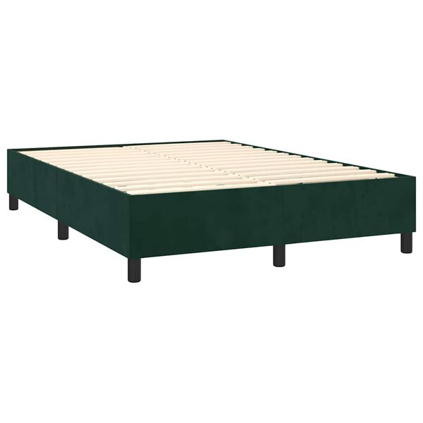 vidaXL Cama box spring con colch&oacute;n terciopelo verde oscuro 140x200 cm