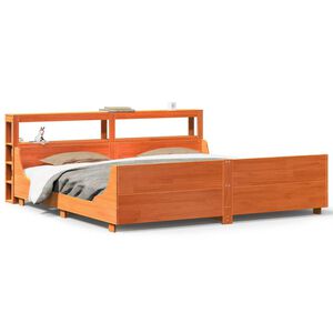 vidaXL Cama sin colch&oacute;n madera maciza de pino marr&oacute;n cera 200x200 cm