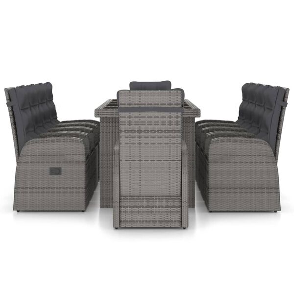 vidaXL Set de comedor de jardín 11 pzas y cojines ratán sintético gris