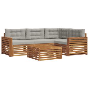 vidaXL Conjunto de sof&aacute;s de exterior 5 pcs Gris Natural y Claro