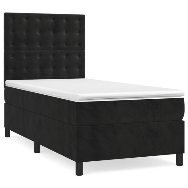 vidaXL Cama box spring con colch&oacute;n cuero sint&eacute;tico negro 90x190 cm